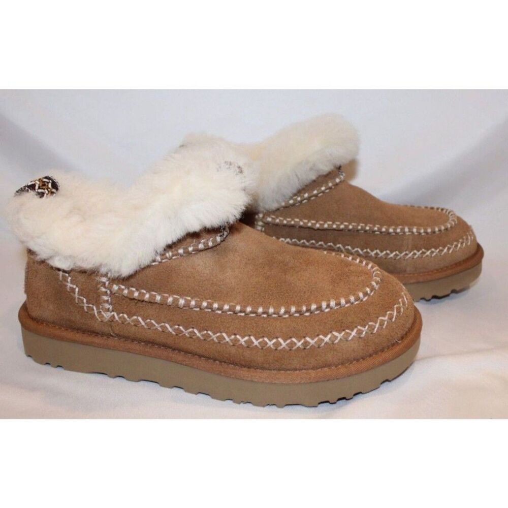 UGG WOMEN'S ULTRA MINI ALPINE SUEDE SHEARLING LINED BOOTS CHESTNUT 10